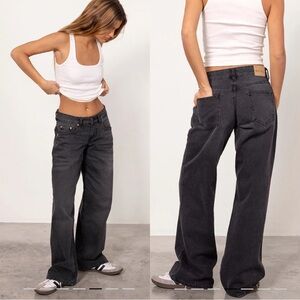 Motel Rocks Black Wide Leg Jeans